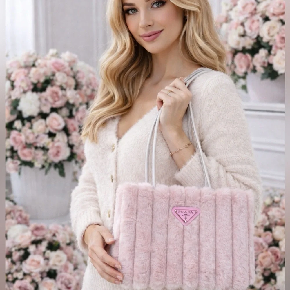 Prada Soft Pink Faux Fur Tote GWP